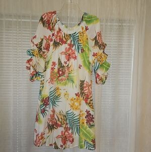 Indigo Rose Tropical Floral Midi Dress